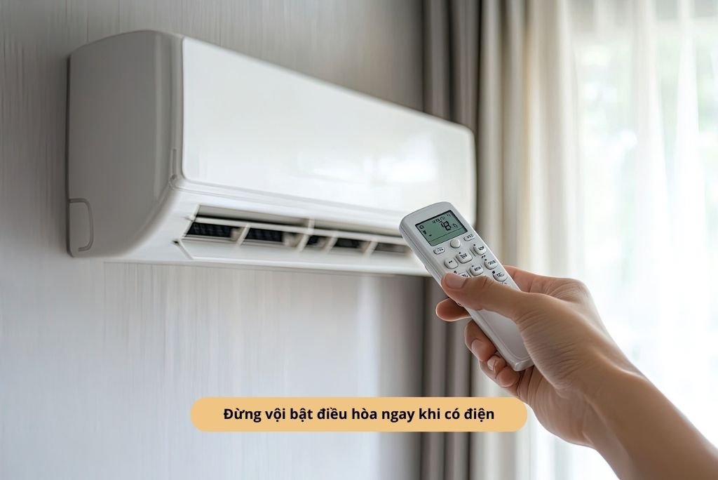 Đừng bật điều hòa ngay khi vừa có điện
