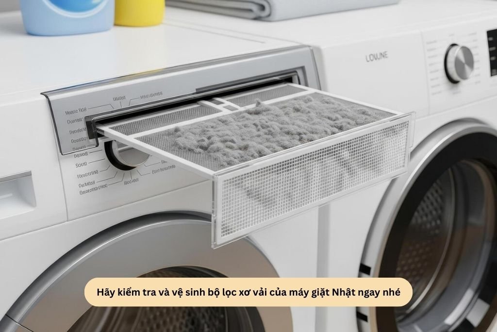 Hãy kiểm tra và vệ sinh bộ lọc xơ vải của máy giặt Nhật ngay nhé